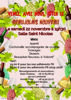 Soirée Beaujolais avec le foyer rural