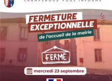 Fermeture exceptionnelle de la mairie le mercredi 23 septembre