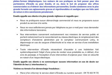 Enedis et démarchages frauduleux