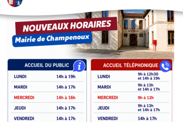 Nouveaux horaires de la mairie